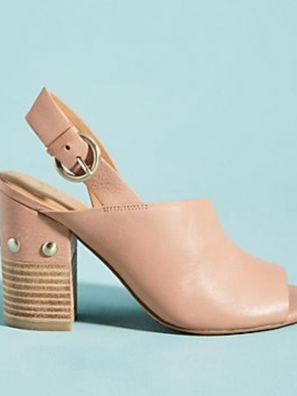 Marc Fisher Blush Pink Peep-Toe Slingback Block Heel